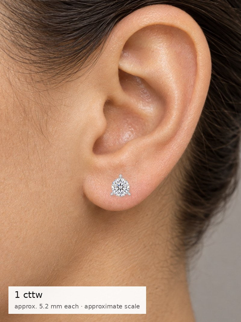 1 cttw (1.00–1.10) shown on the ear