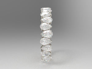 Alternating Pear Brilliant Diamond Eternity Wedding Band w Lab Grown Diamonds