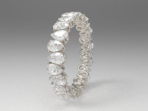 Alternating Pear Brilliant Diamond Eternity Wedding Band w Lab Grown Diamonds