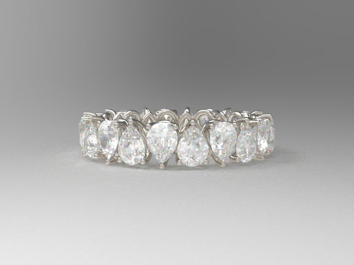 Alternating Pear Brilliant Diamond Eternity Wedding Band w Lab Grown Diamonds