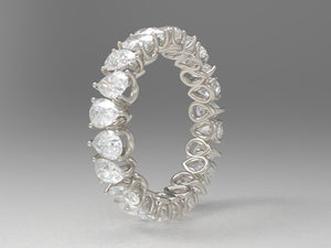 Alternating Pear Brilliant Diamond Eternity Wedding Band w Lab Grown Diamonds