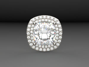 Ladies Platinum double halo pendant