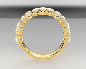 Alternating Pear Brilliant Diamond Half Eternity Wedding Band w Lab Grown Diamonds