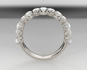 Alternating Pear Brilliant Diamond Half Eternity Wedding Band w Lab Grown Diamonds