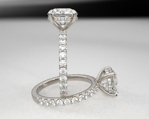 Signature Shared Prong Hidden Halo Setting with lab grown diamonds