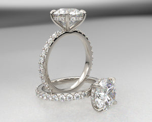 Signature Shared Prong Hidden Halo Setting with lab grown diamonds