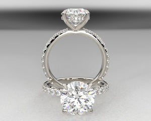 Signature Shared Prong Hidden Halo Setting with lab grown diamonds