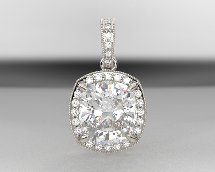 Ladies Platinum Diamond Halo Pendant