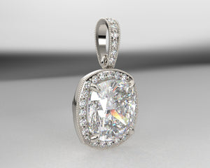 Ladies Platinum Diamond Halo Pendant