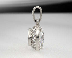 Ladies Platinum Diamond Halo Pendant