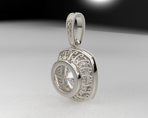 Ladies Platinum Diamond Halo Pendant