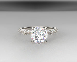 Ladies Twin Sided Pave Diamond Engagement Ring