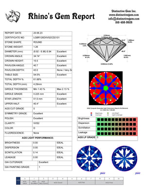 1.26ct D VVS2 AGS Ideal Distinctive Hearts & Arrows Cut Private Reserve Lab Grown Diamond