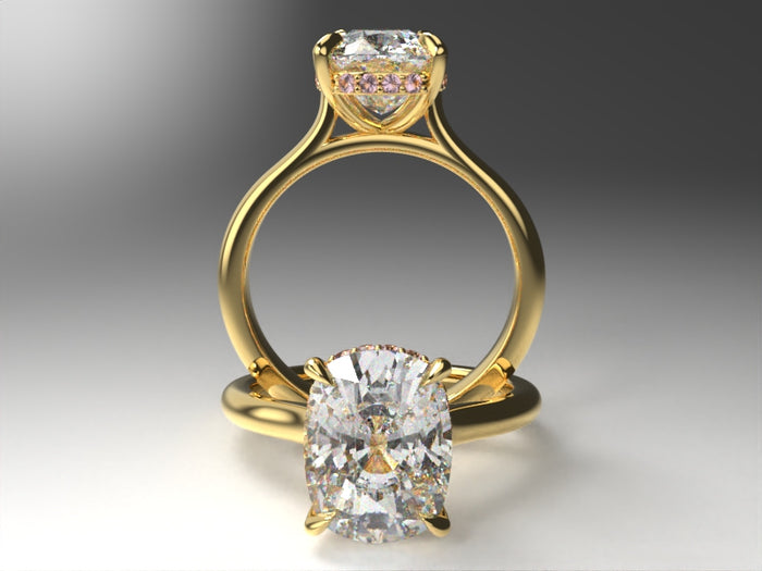 Ladies 18kt Yellow Gold with Pink Diamond Hidden Halo