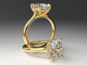 Ladies 18kt Yellow Gold with Pink Diamond Hidden Halo