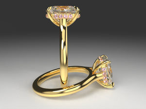 Ladies 18kt Yellow Gold with Pink Diamond Hidden Halo