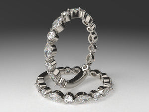 Ladies Diamond Stackable Band w 2mm wide lab grown marquise & round diamonds