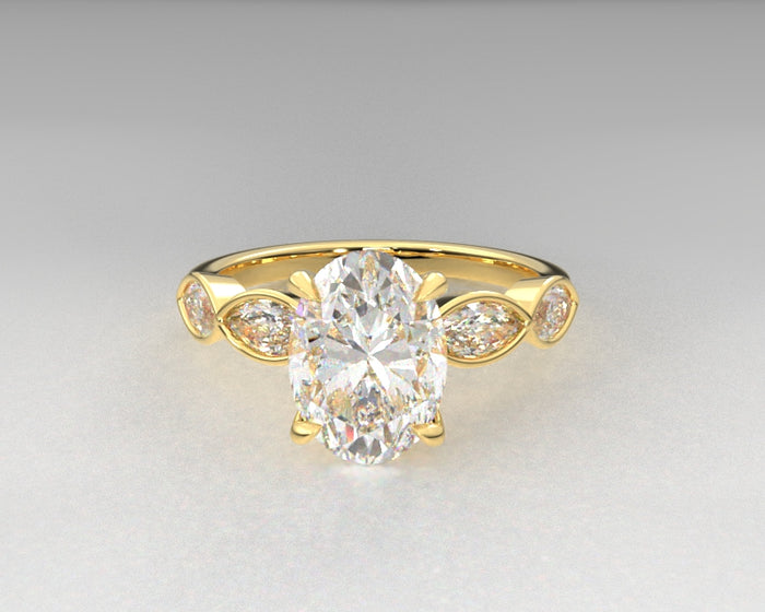 ladies 14kt yellow gold natural marquise setting w .54cttw