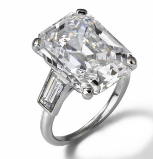 Custom Cut 10.5-11ct August Vintage Emerald Cut Diamond Lab Grown Diamond in Grace Kelly Setting
