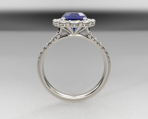 Ladies platinum and diamond sapphire ring