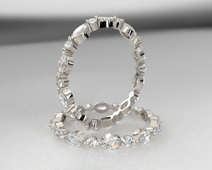 Ladies Platinum Diamond Eternity Ring with marquise and round lab grown diamonds