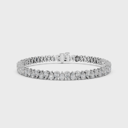 9.19 CTTW Alternate Pear Shape Lab Diamond N-S Tennis Bracelet – 14K White Gold video