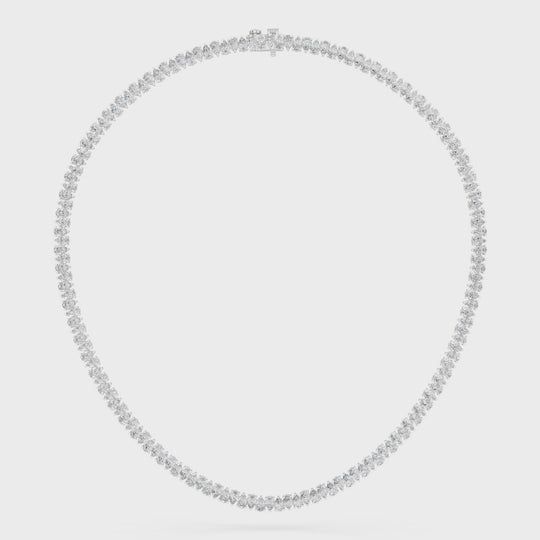 13.97 CTTW Inverted Pear Lab Diamond Tennis Necklace – 14K White Gold video