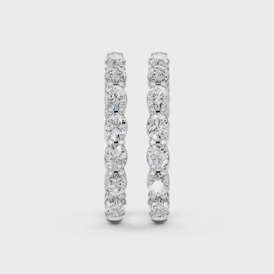5.21 CTTW Oval Lab Diamond Inside Out Hoop Earring – 14K White Gold video