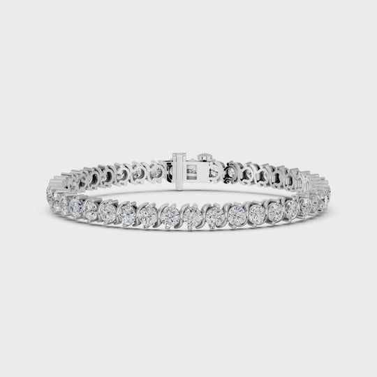 7.05 CTTW Round Lab Diamond S Link Tennis Bracelet – 14K White Gold video