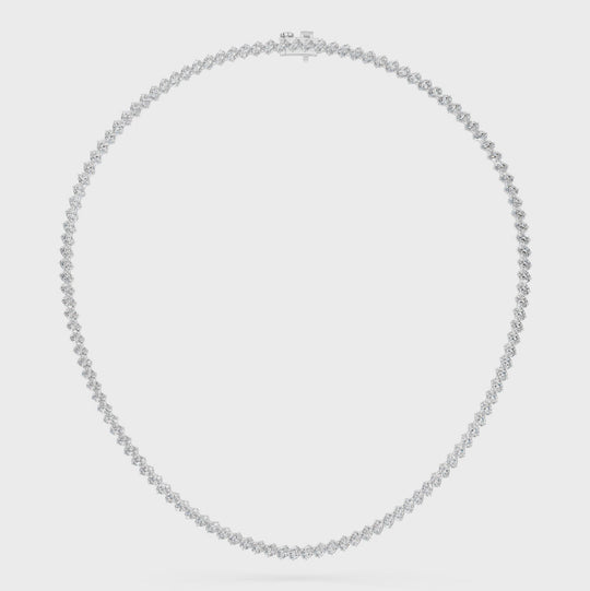 13.733 CTTW Angled Oval Lab Diamond Tennis Necklace – 14K White Gold video