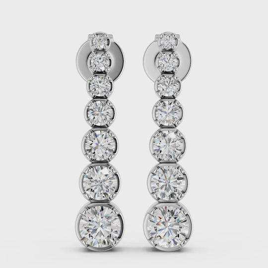 1.27 CTTW Round Lab Diamond Linear Earring – 14K White Gold video