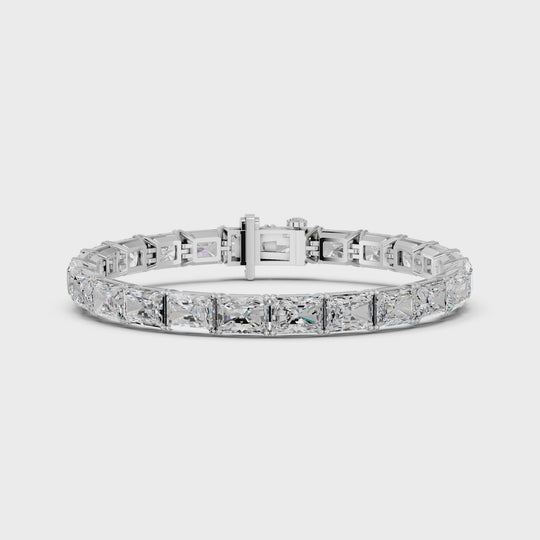 24.75 CTTW Radiant Cut Lab Diamond E-W Heavy Tennis Bracelet – 14K White Gold video
