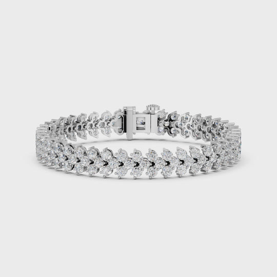 10.02 CTTW Round Lab Diamond Chevron Tennis Bracelet – 14K White Gold video