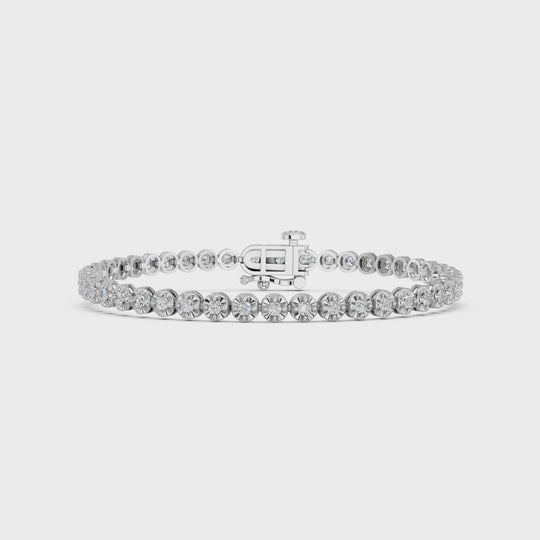 0.91 CTTW Round Lab Diamond Butter Cup Tennis Bracelet – 14K White Gold video