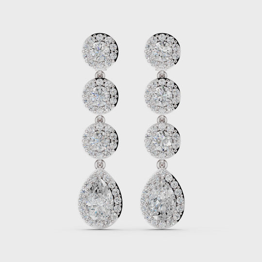 5.04 CTTW Pear And Round Lab Diamond Linear Earring – 14K White Gold video