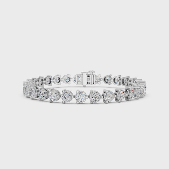 10.45 CTTW Round Lab Diamond 3 Prong Tennis Bracelet – 14K White Gold video