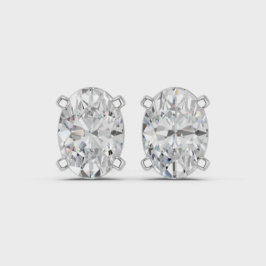 1.02 CTTW Oval Lab Diamond Solitaire Stud – 14K White Gold video