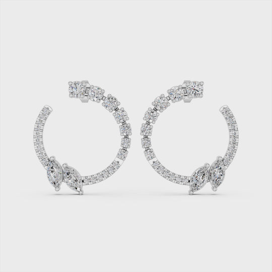 2.52 CTTW Marquise & Round Lab Diamond Circle Earring – 14K White Gold video