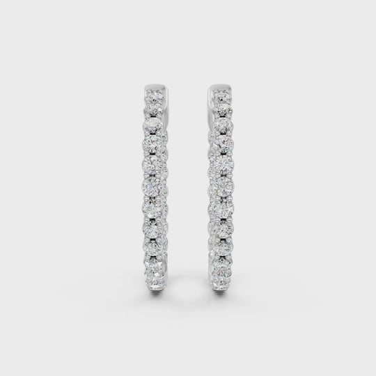 2.02 CTTW Round Lab Diamond Inside-Out Hoop Earring – 14K White Gold video