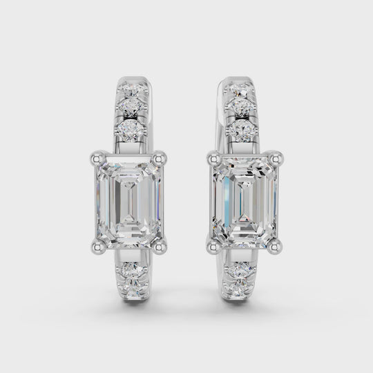 1.48 CTTW Emerald Cut Lab Diamond Hoop Earring – 14K White Gold video