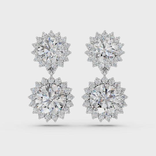7.14 CTTW Round Lab Diamond Dangle Drop Earring – 14K White Gold video