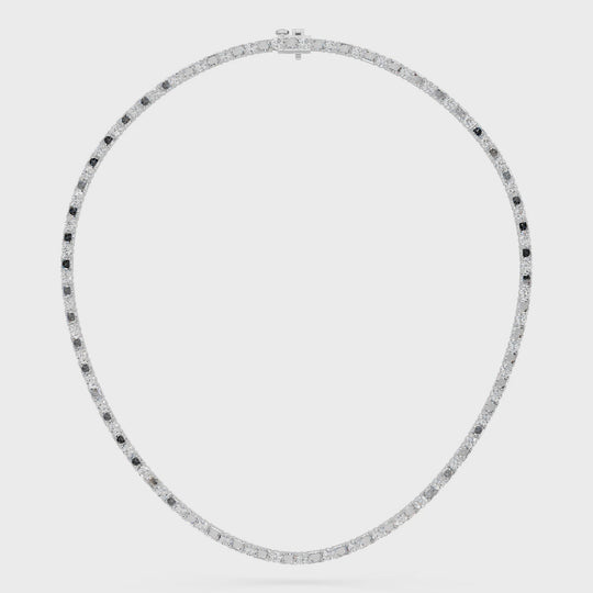 16.5 CTTW Alternating Radinat Cut And Round Lab Diamond Tennis Necklace – 14K White Gold video