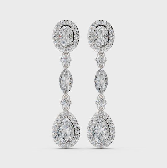 4.93 CTTW Multi Shapes Lab Diamond Linear Earring – 14K White Gold video