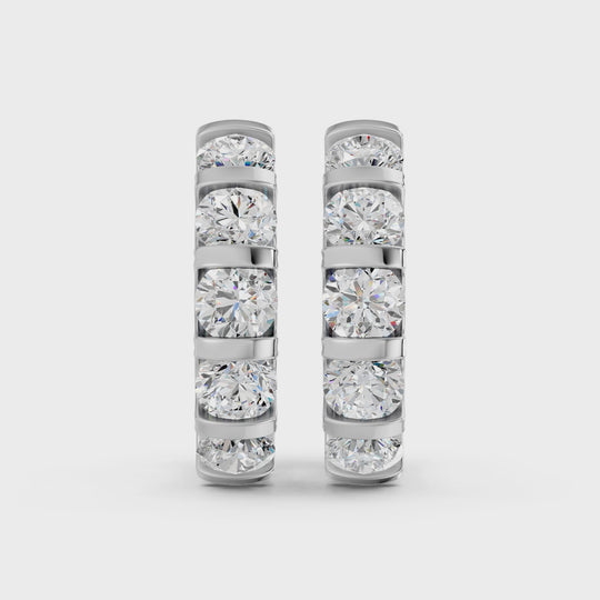 1.9 CTTW Round Lab Diamond 5 Stone Hoop Earring – 14K White Gold video