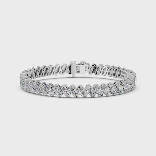 12.61 CTTW Angled Moval Lab Diamond Tennis Bracelet – 14K White Gold video