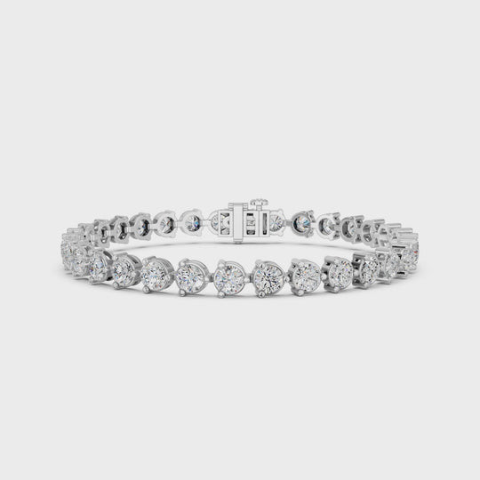 8.03 CTTW Round Lab Diamond 3 Prong Tennis Bracelet – 14K White Gold video