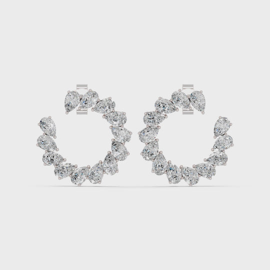 5.27 CTTW Pear Lab Diamond Front To Back Fashion Earring – 14K White Gold video