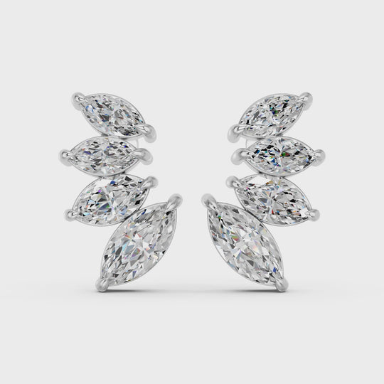 1.58 CTTW Marquise Lab Diamond Graduating Stud – 14K White Gold video