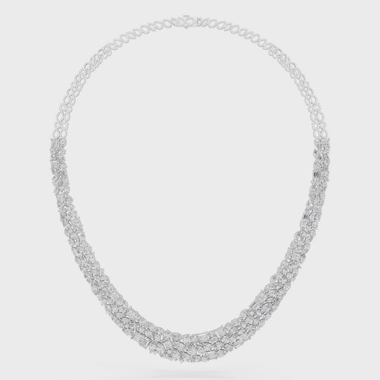 26.55 CTTW Multi Shape Lab Diamond Statement Necklace – 14K White Gold video