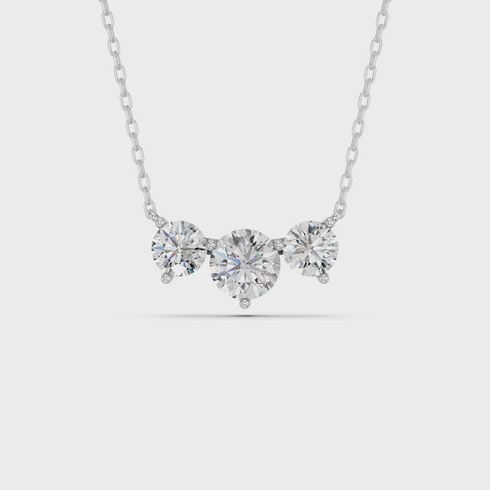 1.97 CTTW Round Lab Diamond 3 Stone Necklace – 14K White Gold video
